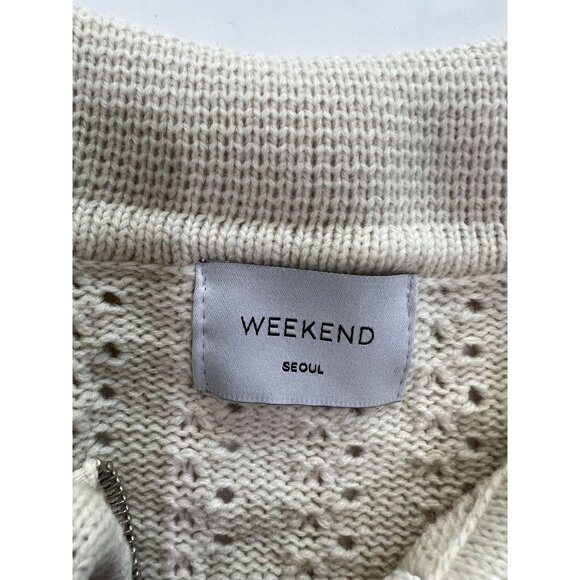 WEEKEND Seoul Full Zip Knit Sweater in Cream - Picture 5 of 5